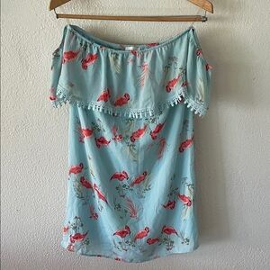 Everly Light Blue Dress with Red Accents